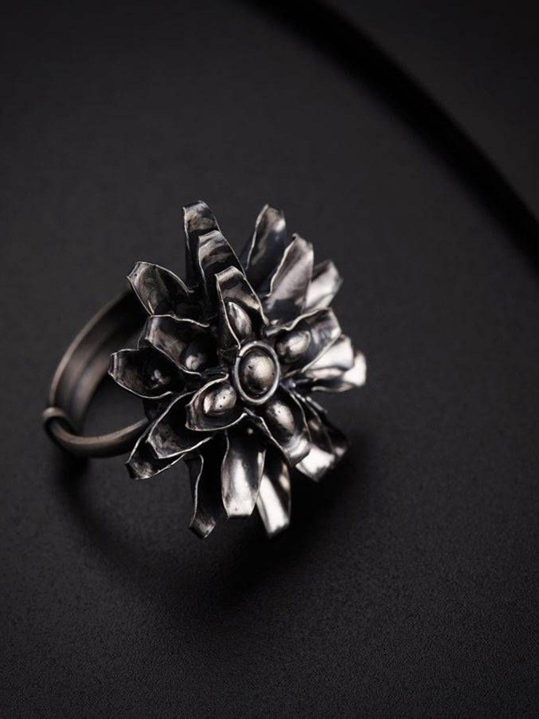 

House of Aadyaa Adjustable Genda Ring, Silver