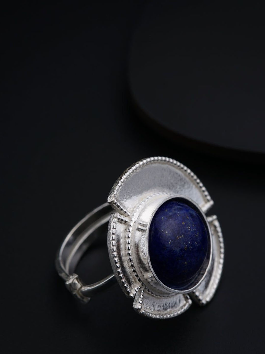 

House of Aadyaa Precious Stone Adjustable Finger Ring, Silver