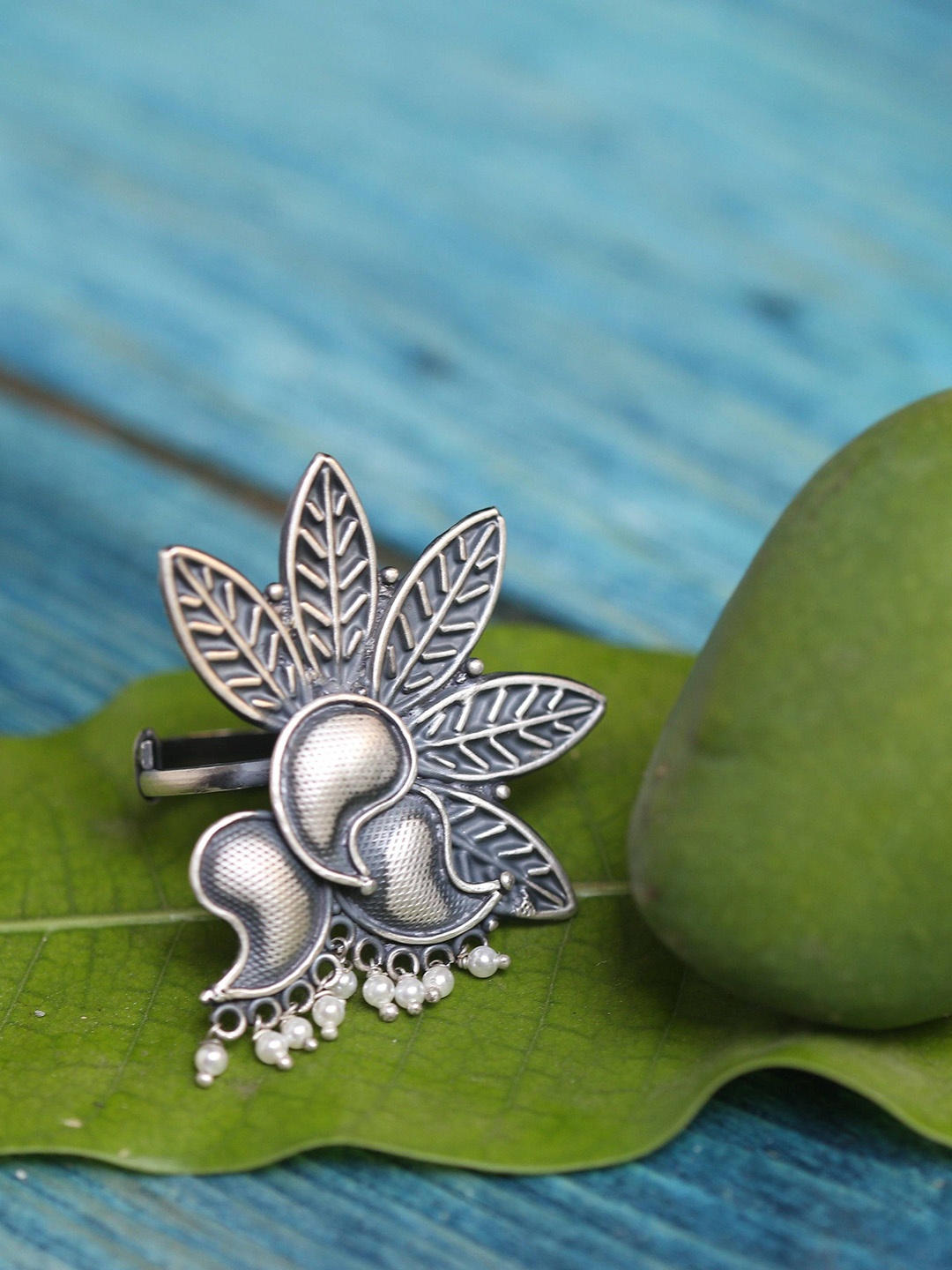 

House of Aadyaa Kairi Adjustable Finger Ring, Silver