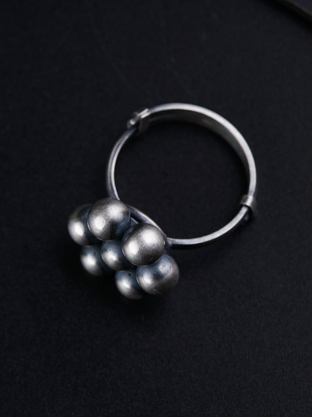 

House of Aadyaa Oxidized Kudi Big Adjustable Finger Ring, Silver