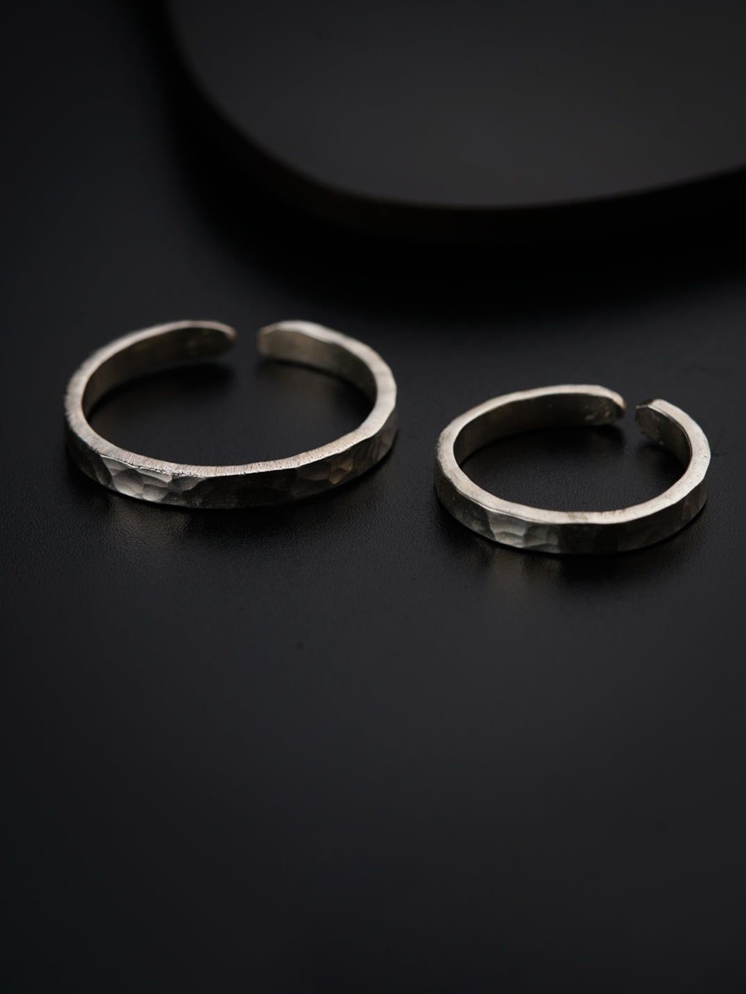 

House of Aadyaa Hammered Couple Ring Bands, Silver