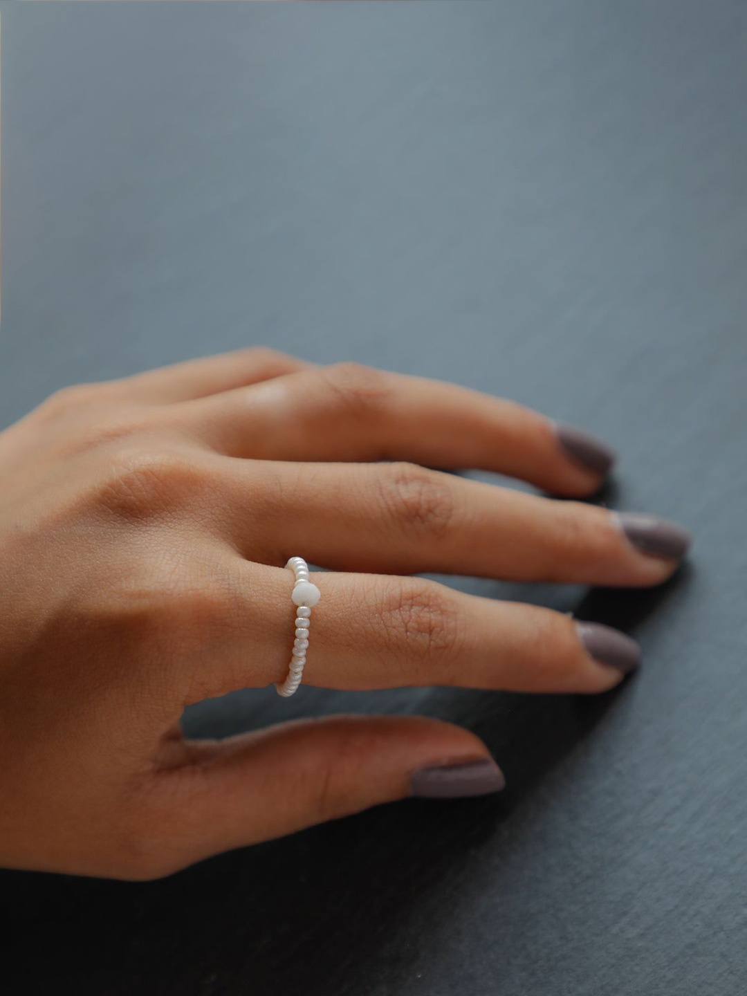 

House of Aadyaa Silver Pearls Finger Ring