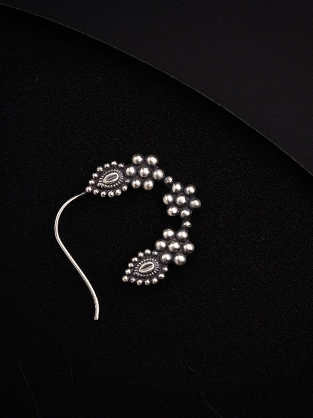 

House of Aadyaa Sterling Silver Oxidised Marathi Nath Nosepin