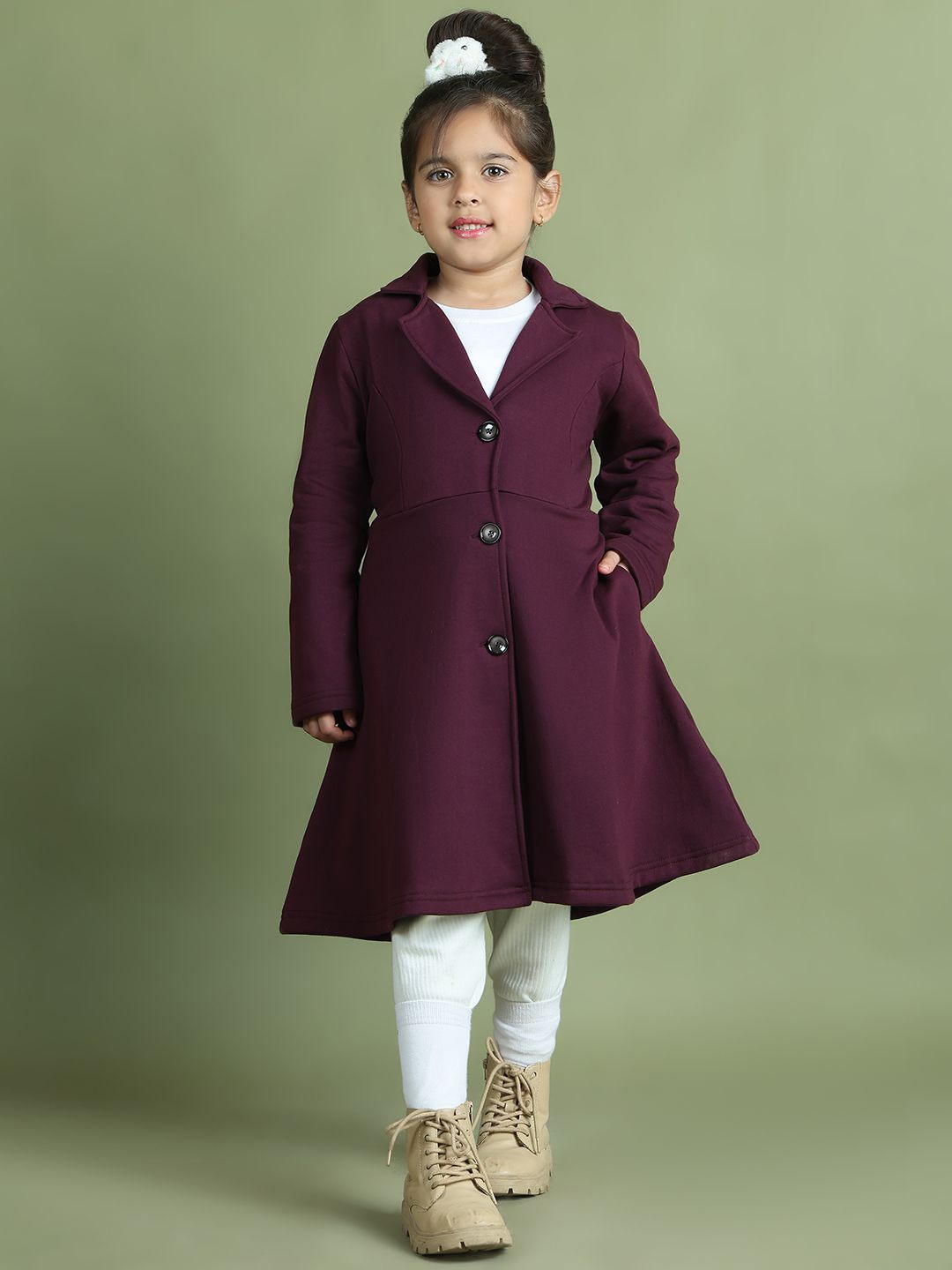 

MINI & MING Girls Single-Breasted Princess Coat, Burgundy