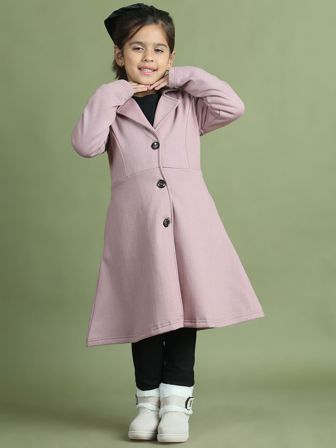 

MINI & MING Girls Single-Breasted Knee Length Princess Coat, Mauve