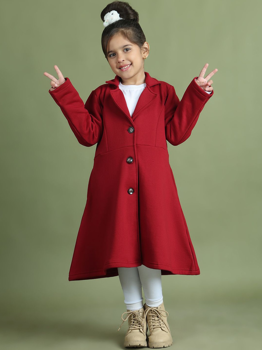 

MINI & MING Girls Single-Breasted Princess Coat, Maroon