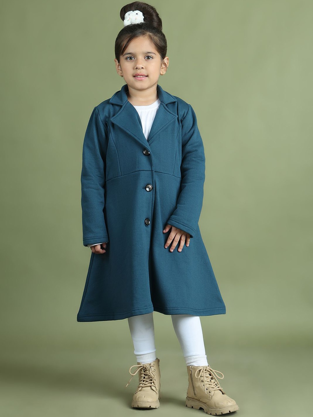 

MINI & MING Girls Single-Breasted Long Princess Coat, Teal