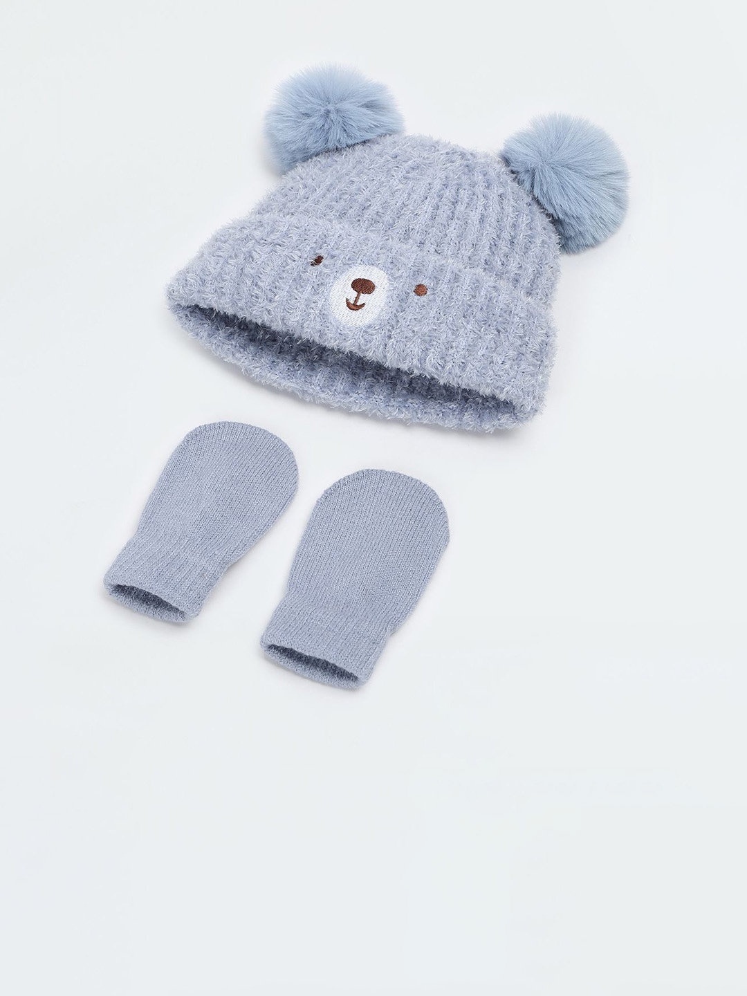 

max Boys Pack Of 2 Acrylic Mittens With Beanie, Blue