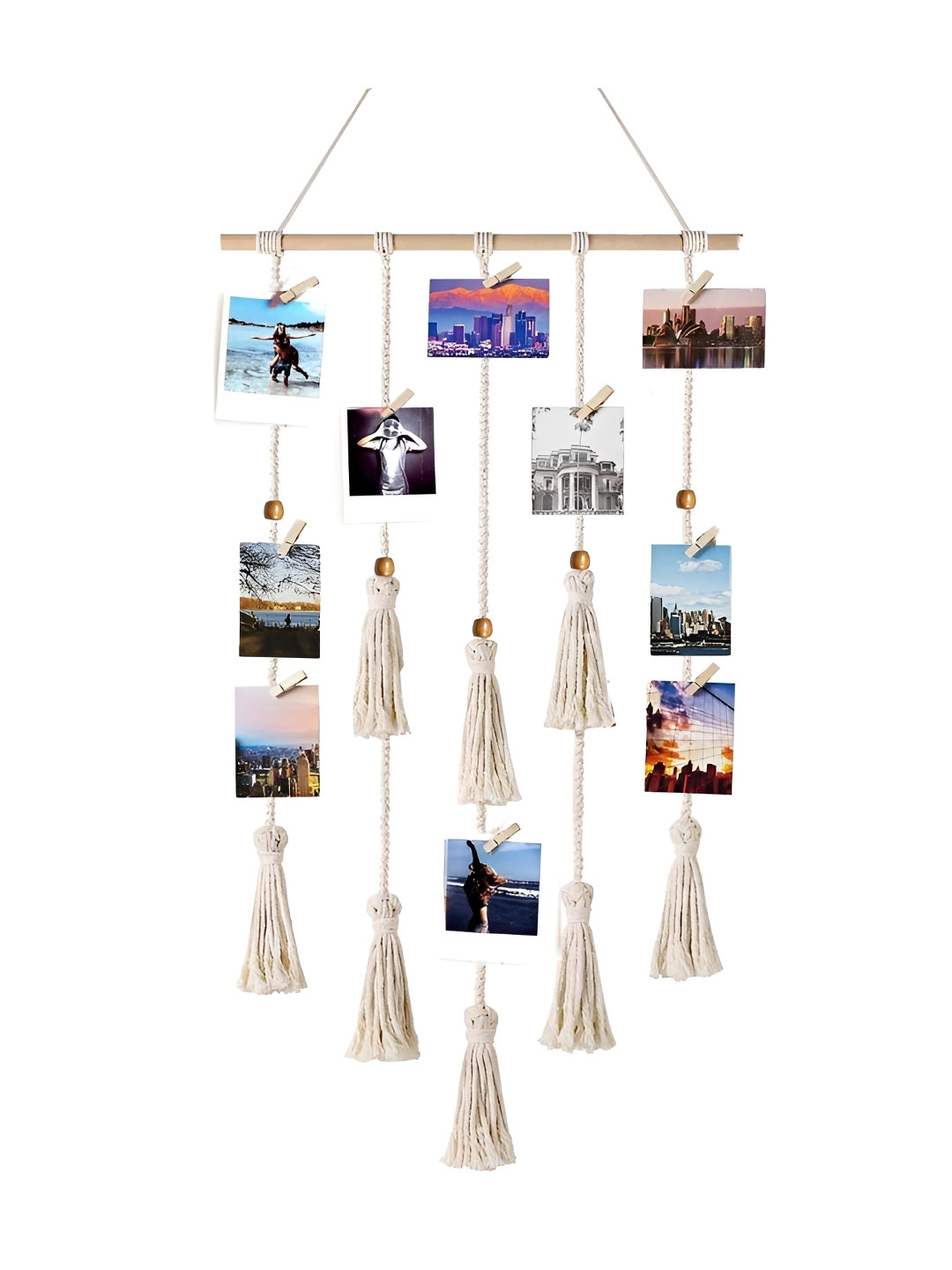 

VAH Kya Bat Hai !! White 5 Line Photos Display Hanging Wooden Photo Frame