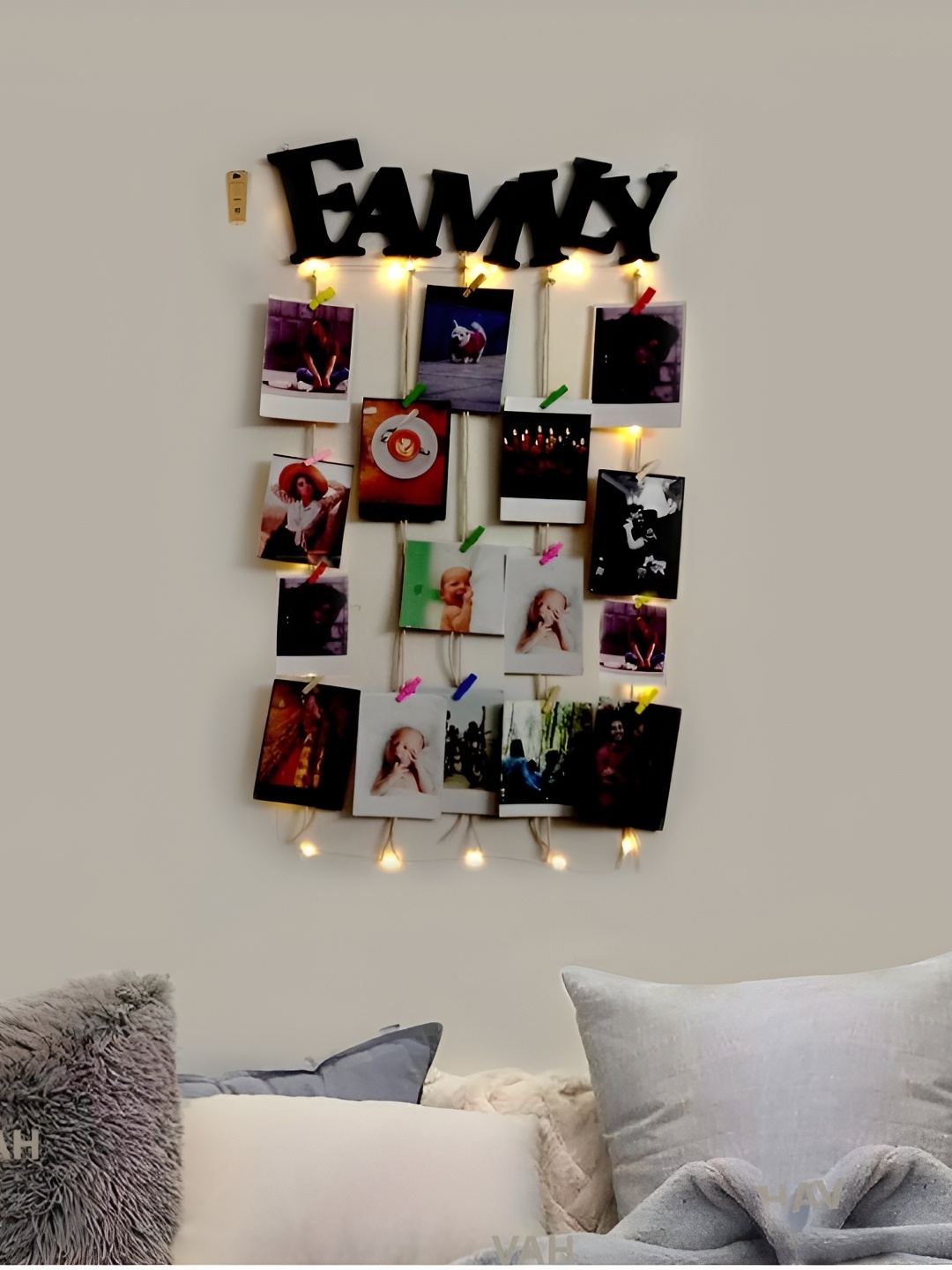 

VAH Kya Bat Hai !! Black Photos Display Hanging Wooden Photo Frame with Clips