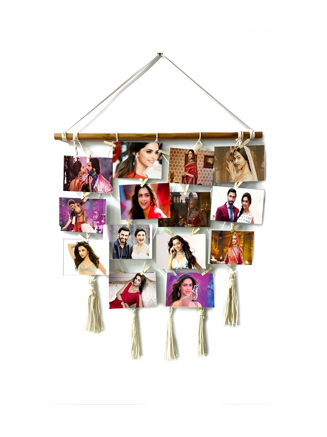 

VAH Kya Bat Hai !! Beige Photos Display Hanging Wooden Photo Frame with Clips