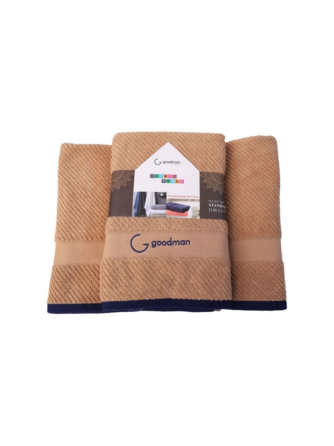 

GOODMAN GLOBUS Beige Striped Cotton 600 GSM Bath Towel