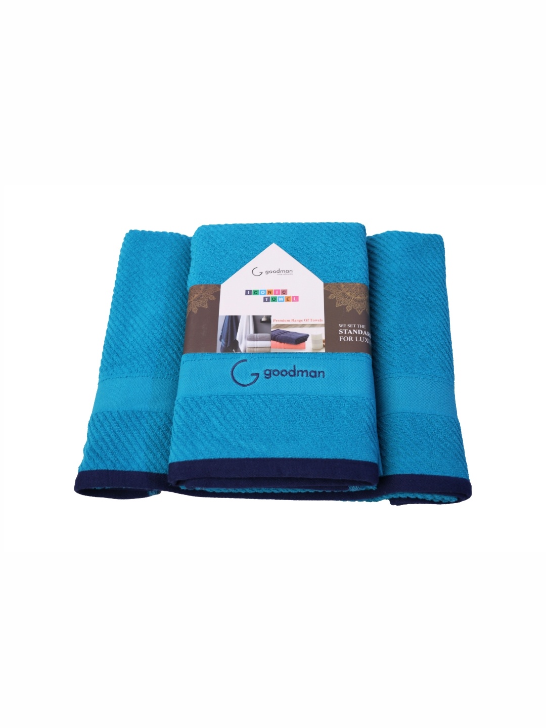 

GOODMAN GLOBUS Turquoise Blue Striped Cotton 600 GSM Bath Towel