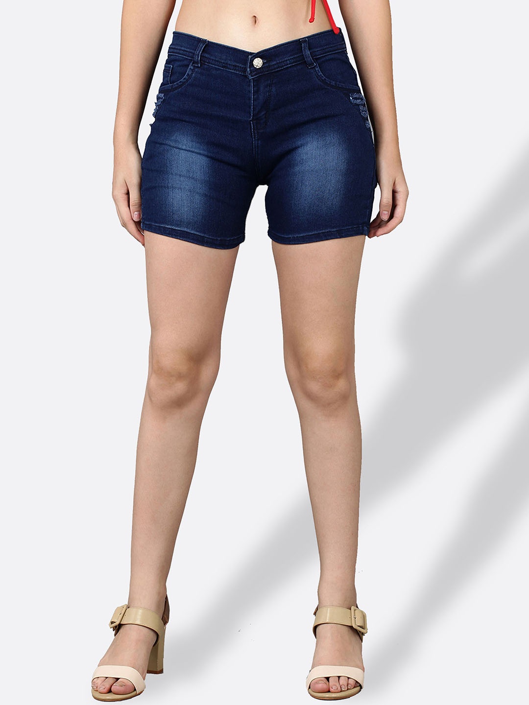 

Moda Rapido Women Embellished Slim Fit Outdoor Hot Pants Shorts, Navy blue