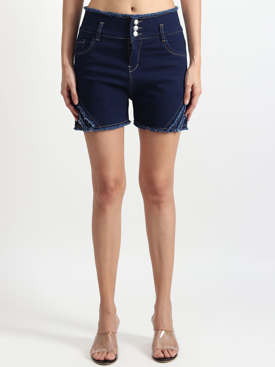 

Moda Rapido Women Slim Fit Outdoor Mid-Rise Hot Pants Shorts, Navy blue