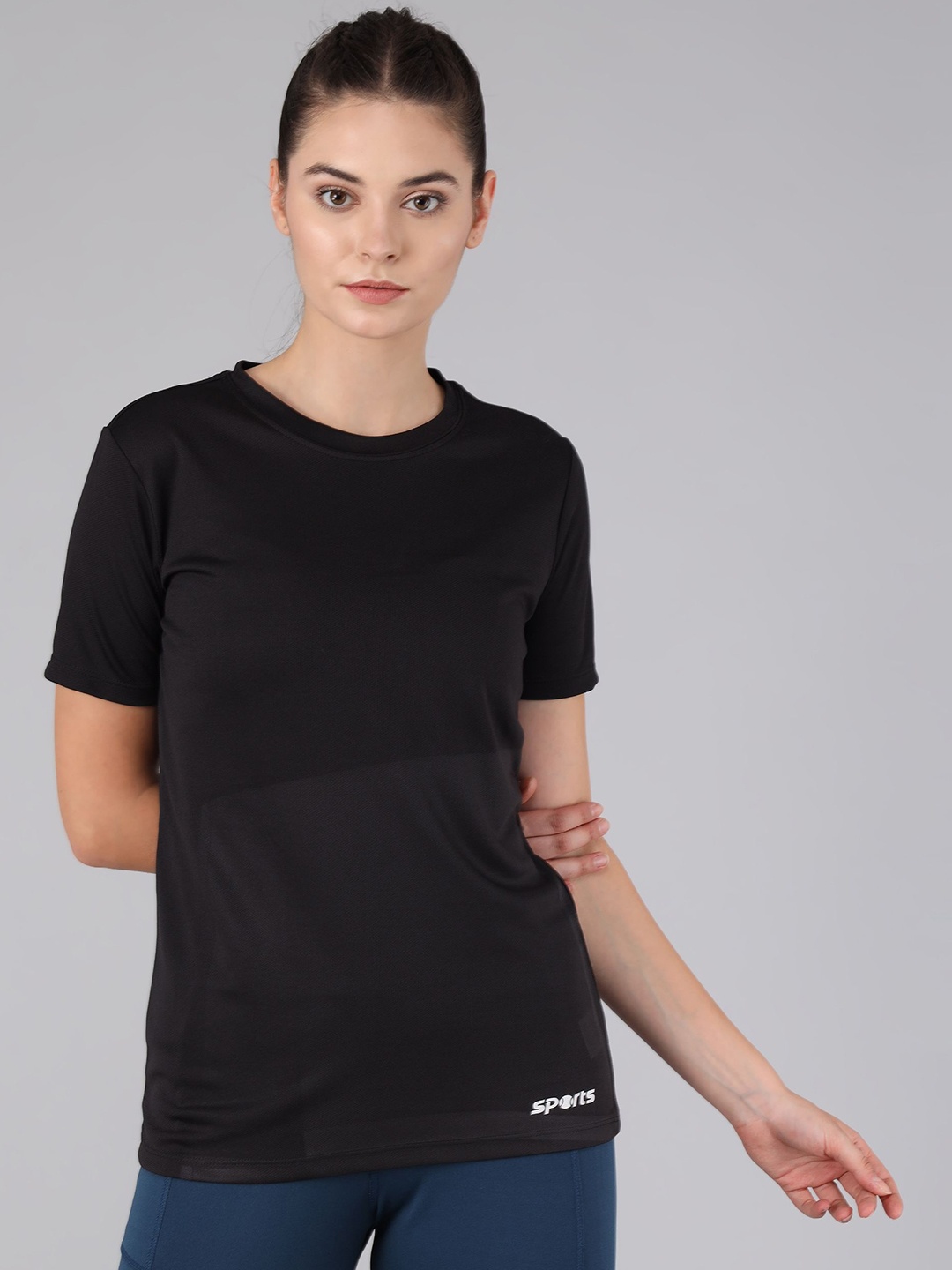 

Dogman Women Abzorb Solid Round Neck T-shirt, Black