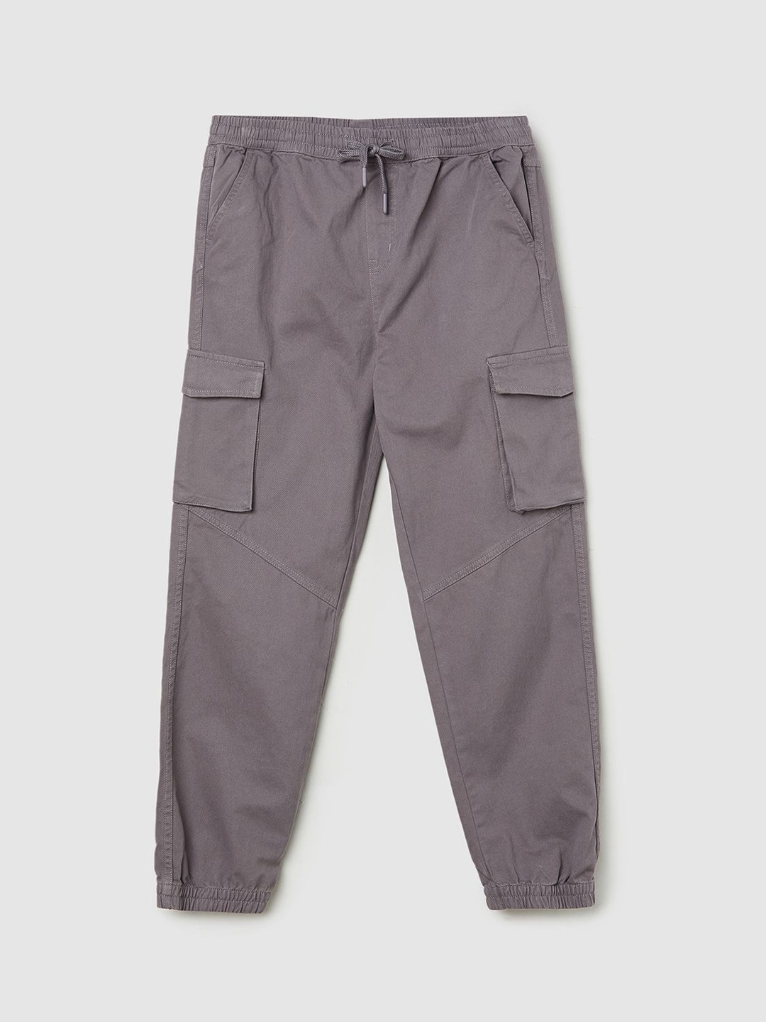 

max Boys Cotton Mid-Rise Cargo Joggers, Grey
