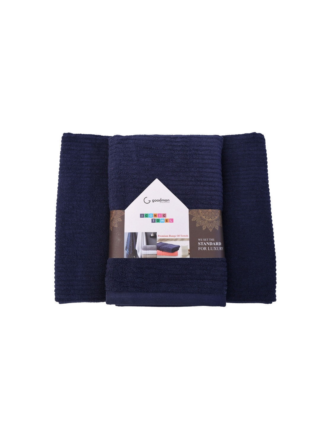 

GOODMAN GLOBUS Navy Blue Striped Cotton 600 GSM Bath Towel