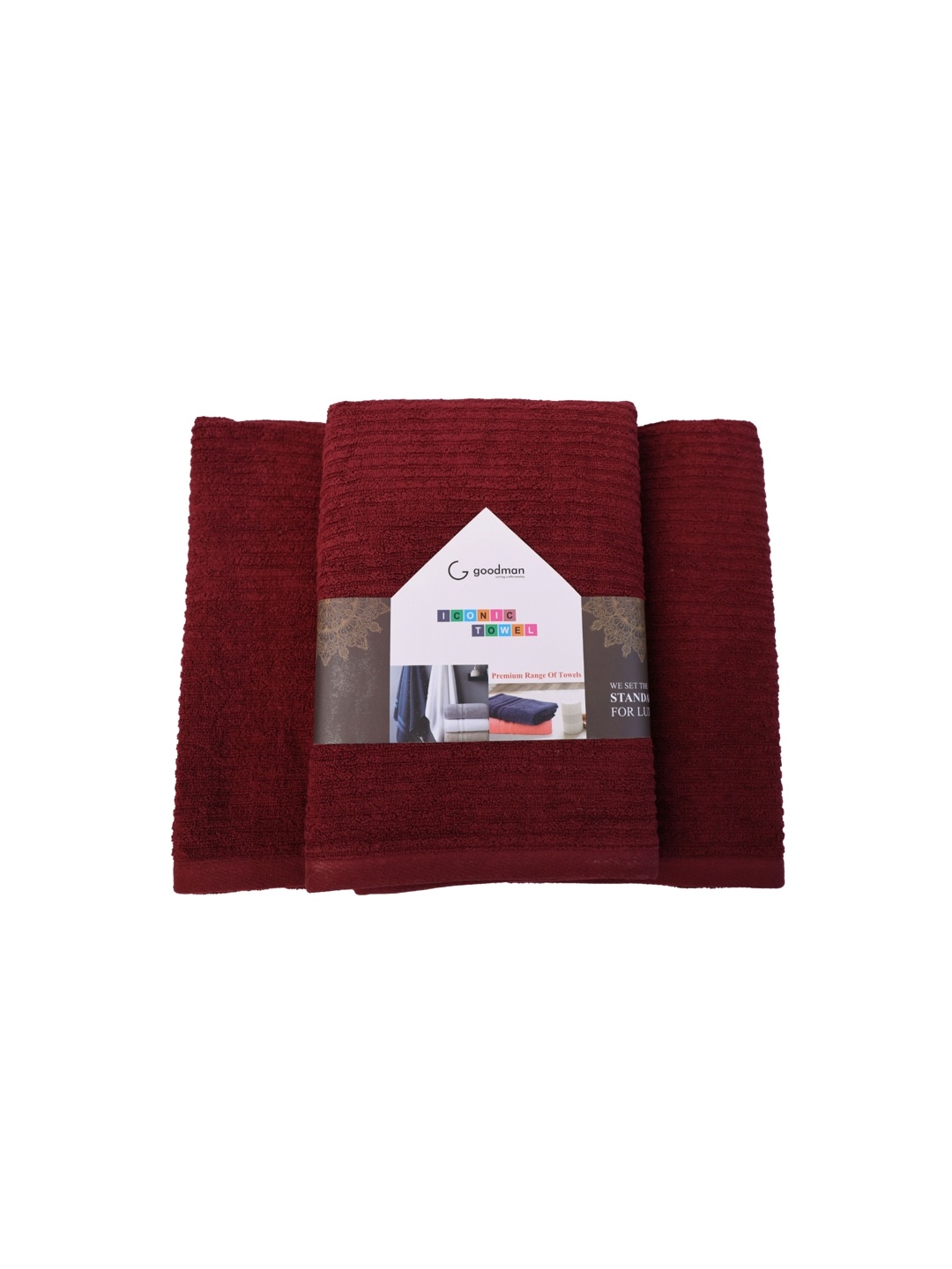 

GOODMAN GLOBUS Maroon Striped Cotton 600 GSM Bath Towel