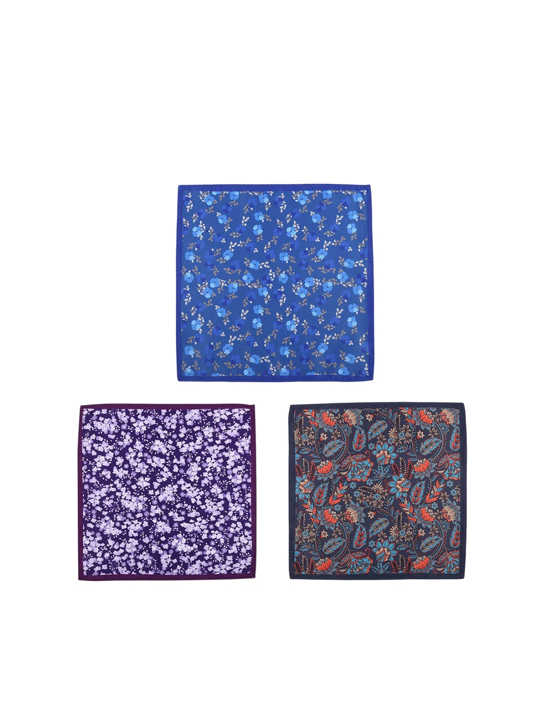 

Tossido Pack of 3 Floral Printed Pocket Squares, Blue