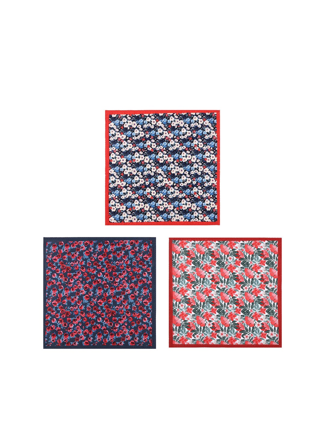 

Tossido Pack Of 3 Floral Printed Microfiber Pocket Squares, White