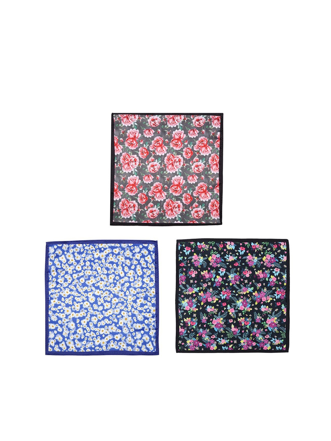 

Tossido Pack Of 3 Floral Printed Microfiber Pocket Squares, Blue