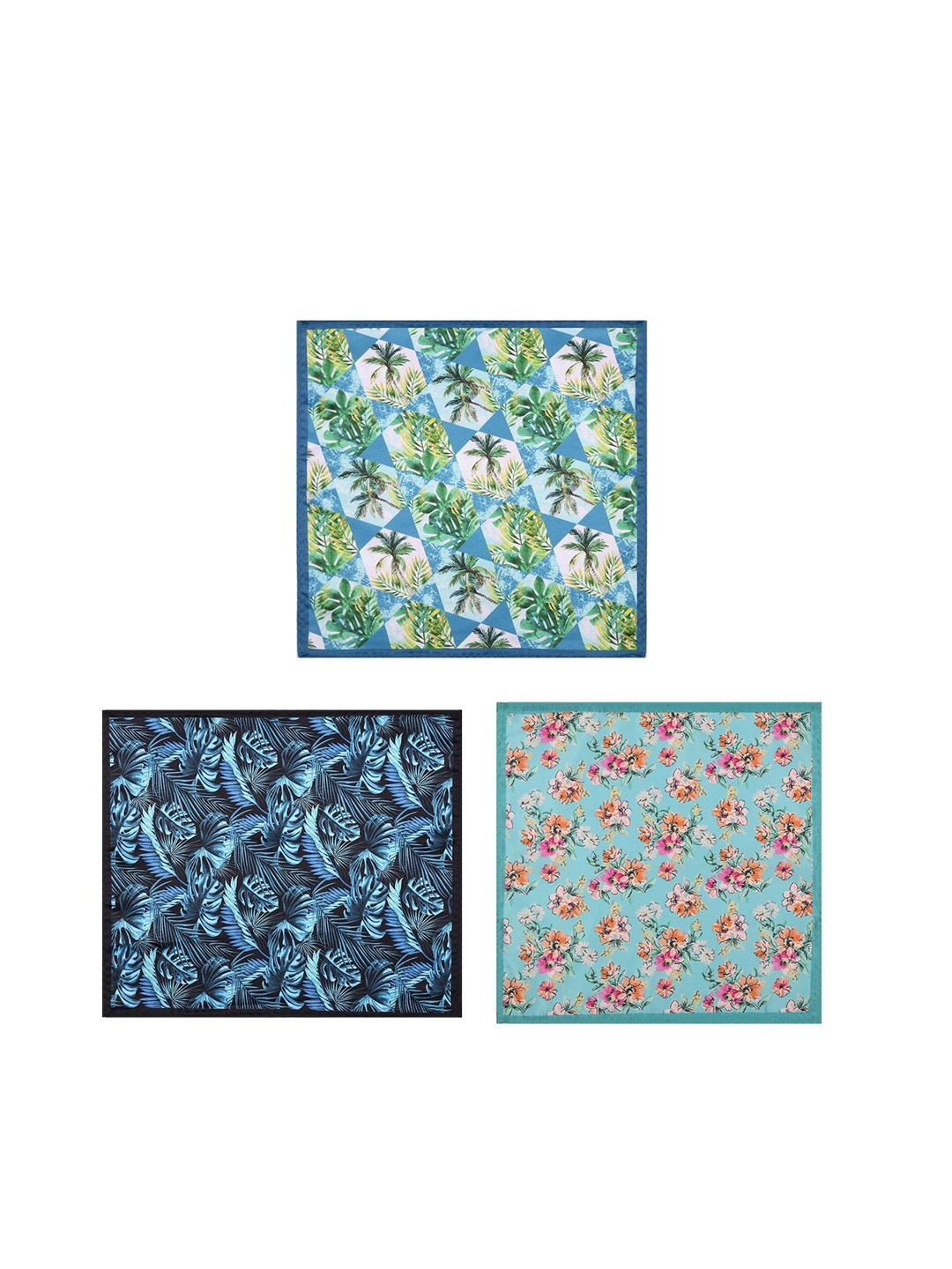 

Tossido Pack Of 3 Floral Printed Microfiber Pocket Squares, White