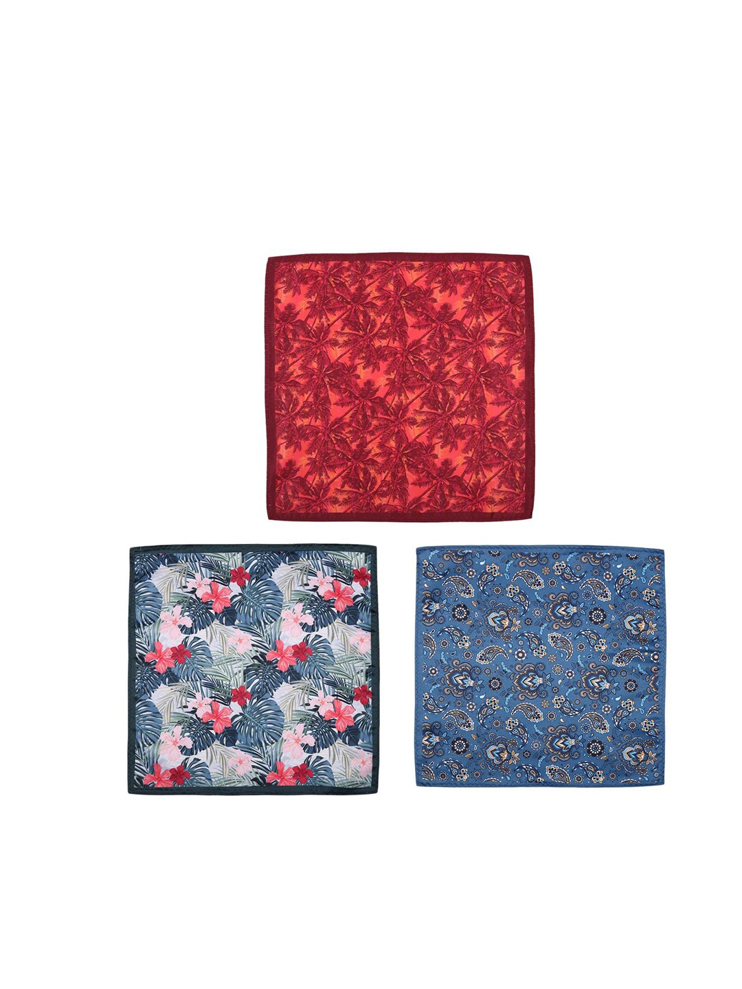 

Tossido Men Pack of 3 Printed Pocket Squares, Red