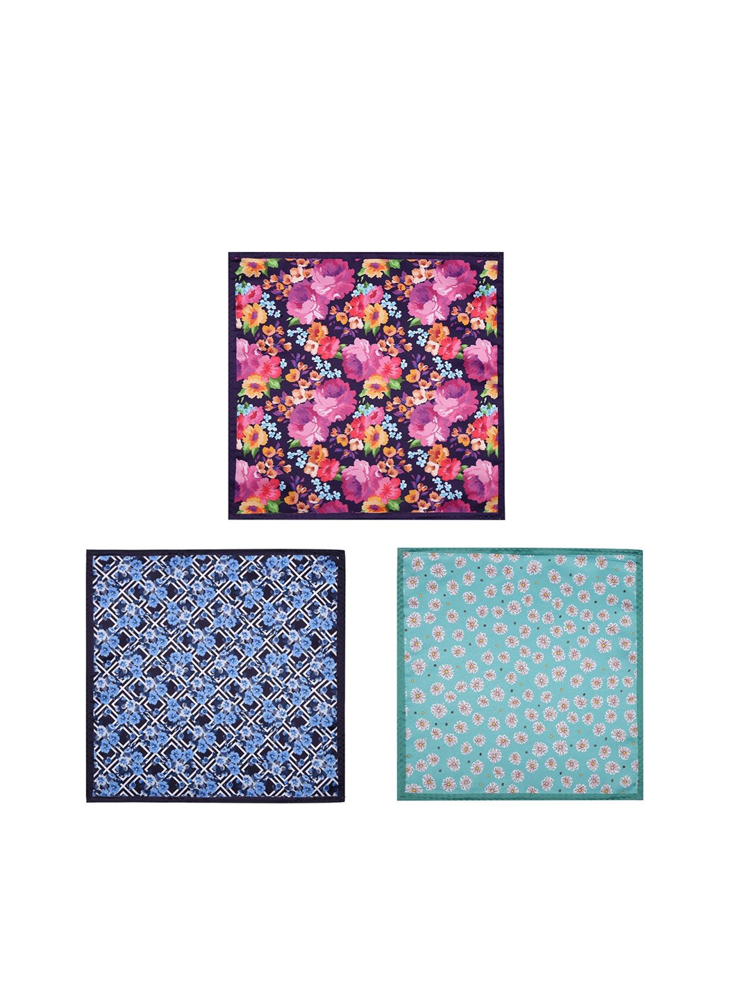 

Tossido Men Pack of 3 Printed Pocket Squares, Blue