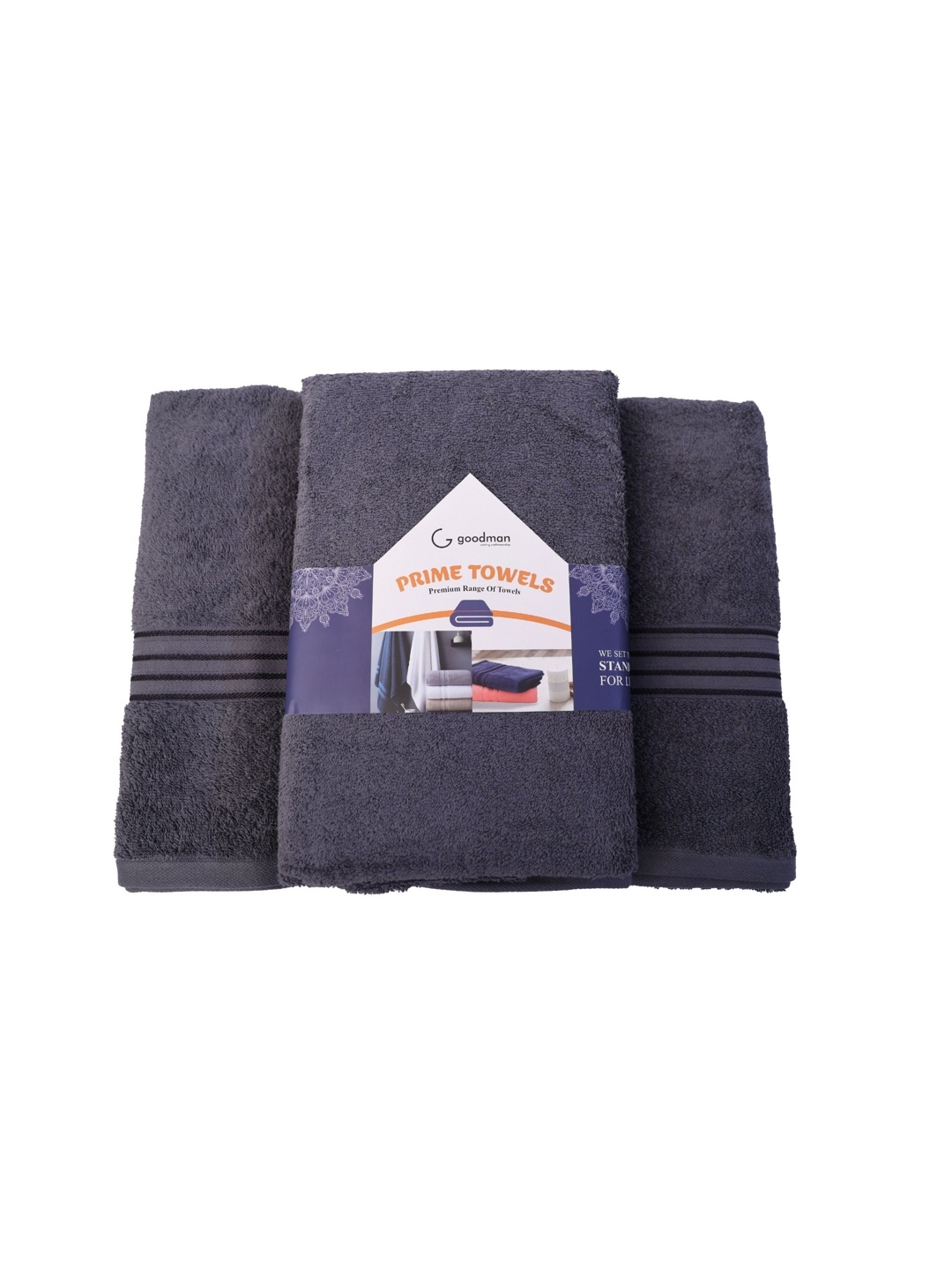 

GOODMAN GLOBUS Blue & Grey 2 Pieces Cotton 500 GSM Bath Towels