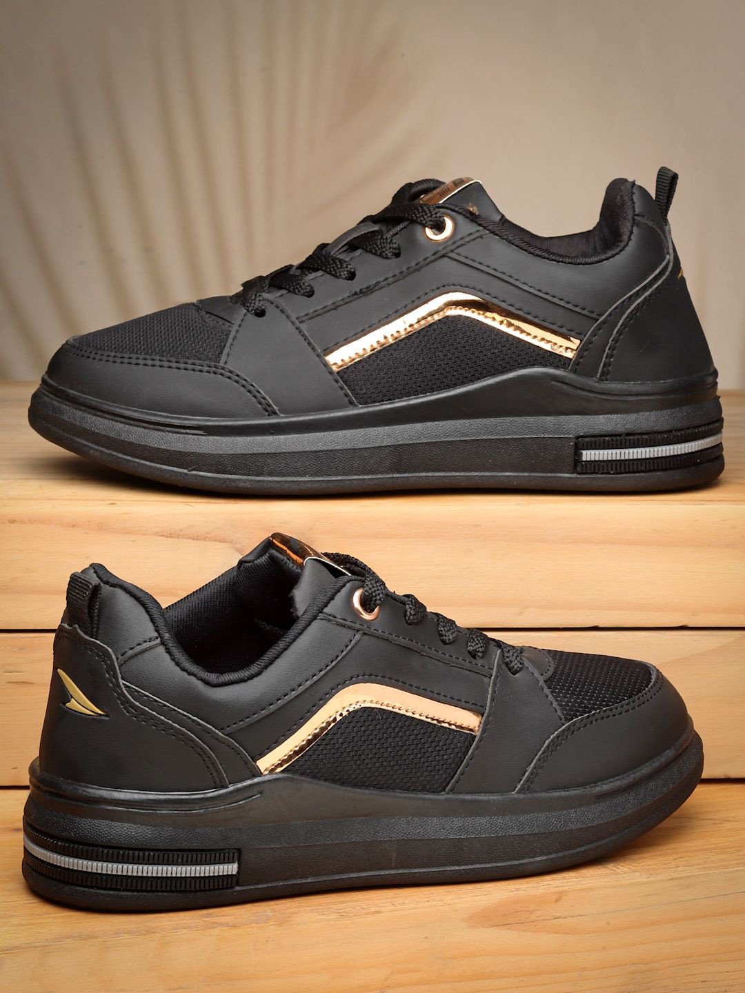 

ASIAN Women Woven Design Sneakers, Black