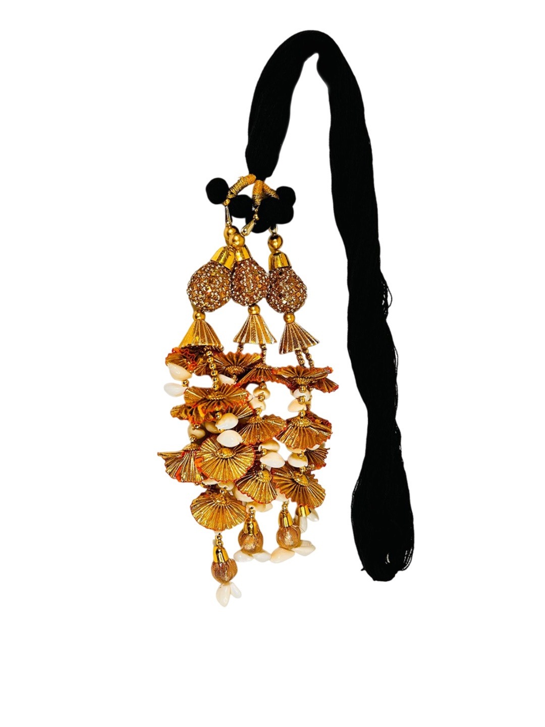 

AHS Braided Traditional Paranda Choti Studded Hair Jewellery, Gold