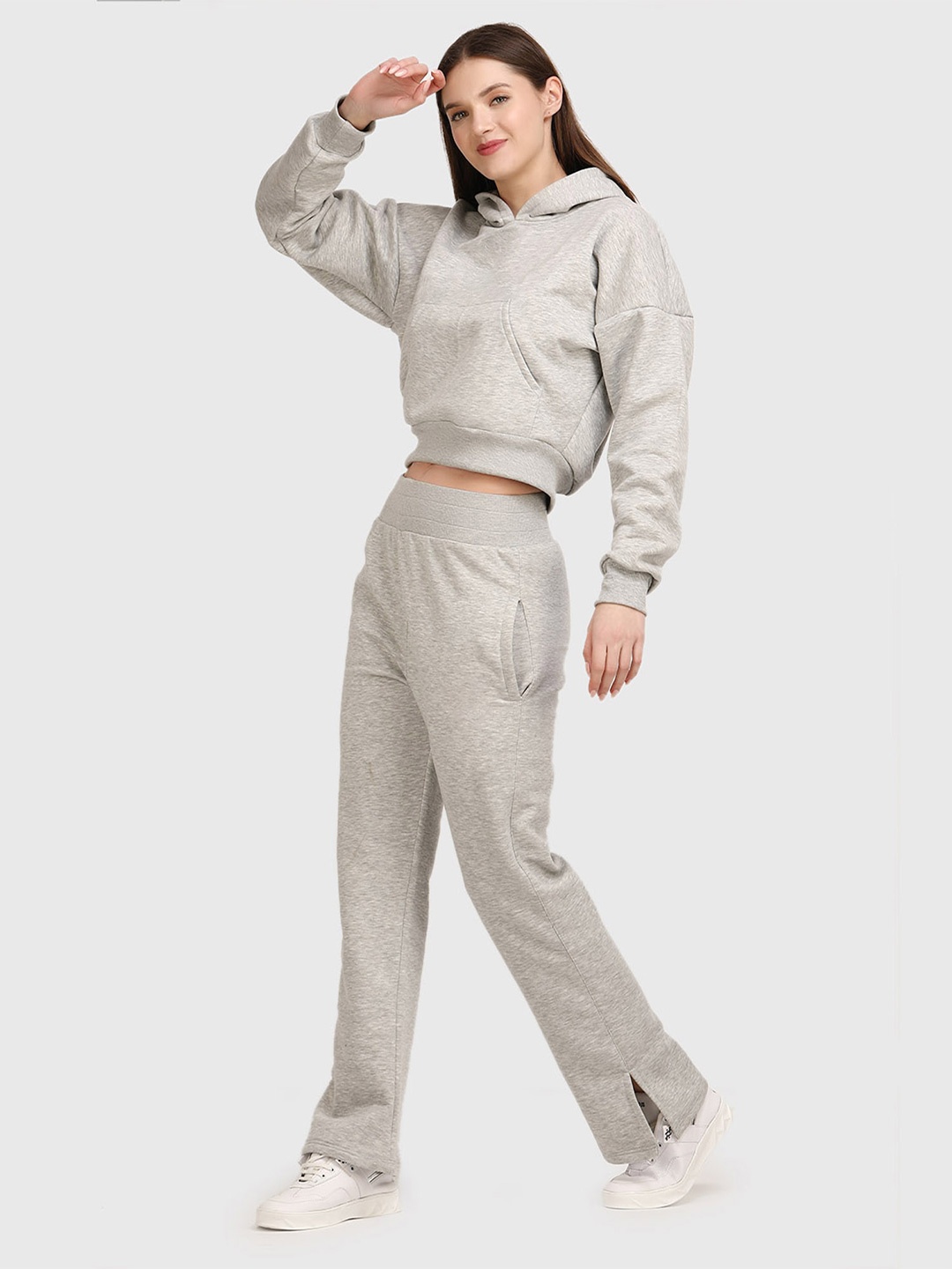 

Raxedo Women Winter Hoodie Co Ord Set, Grey