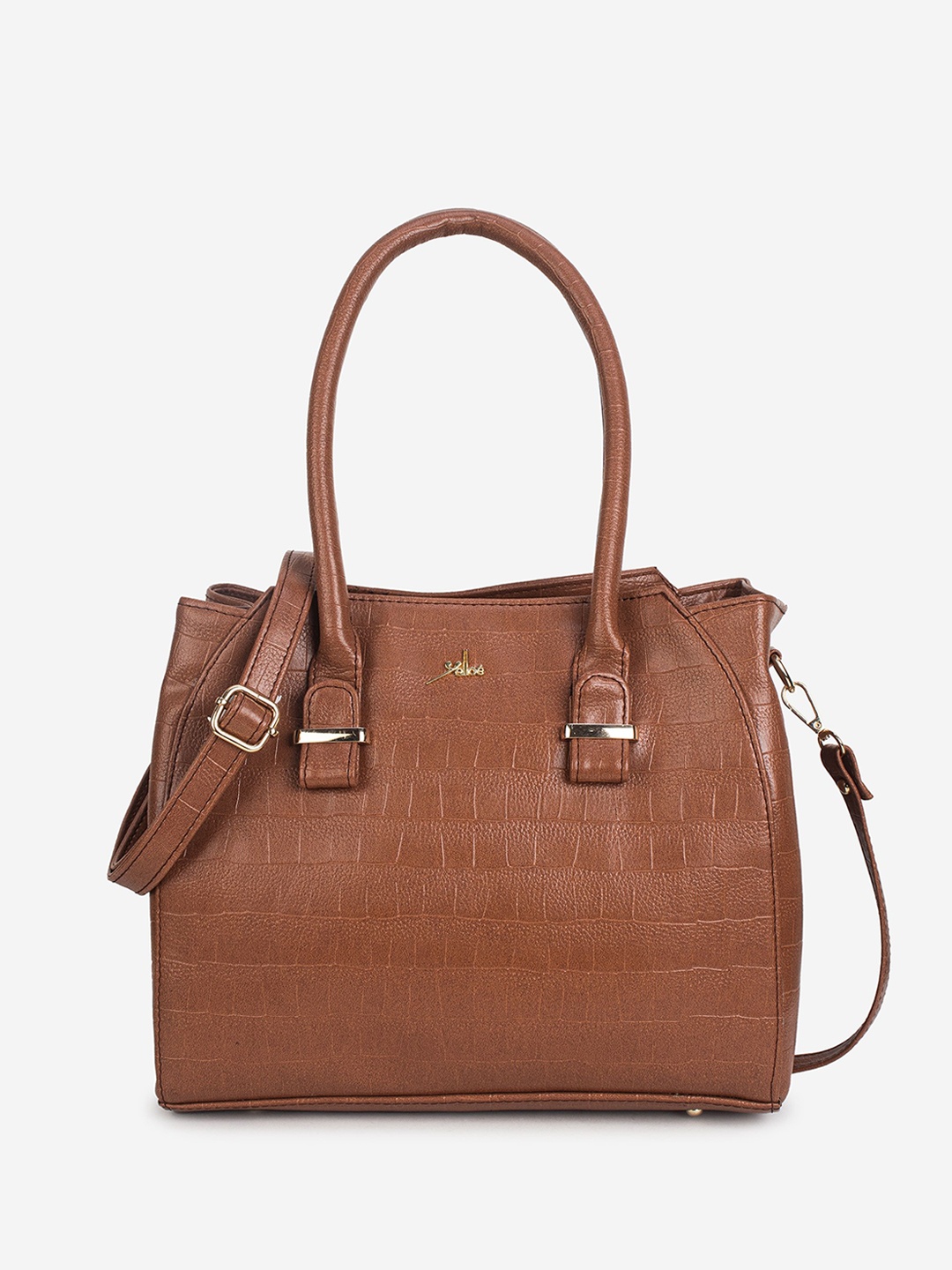 

yelloe Women Textured Structured Leather Handheld Bag, Tan