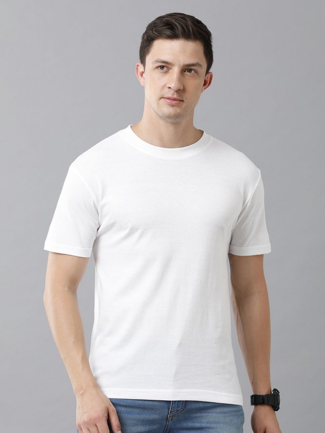 

Moda Rapido Men Solid Round Neck T-shirt, White