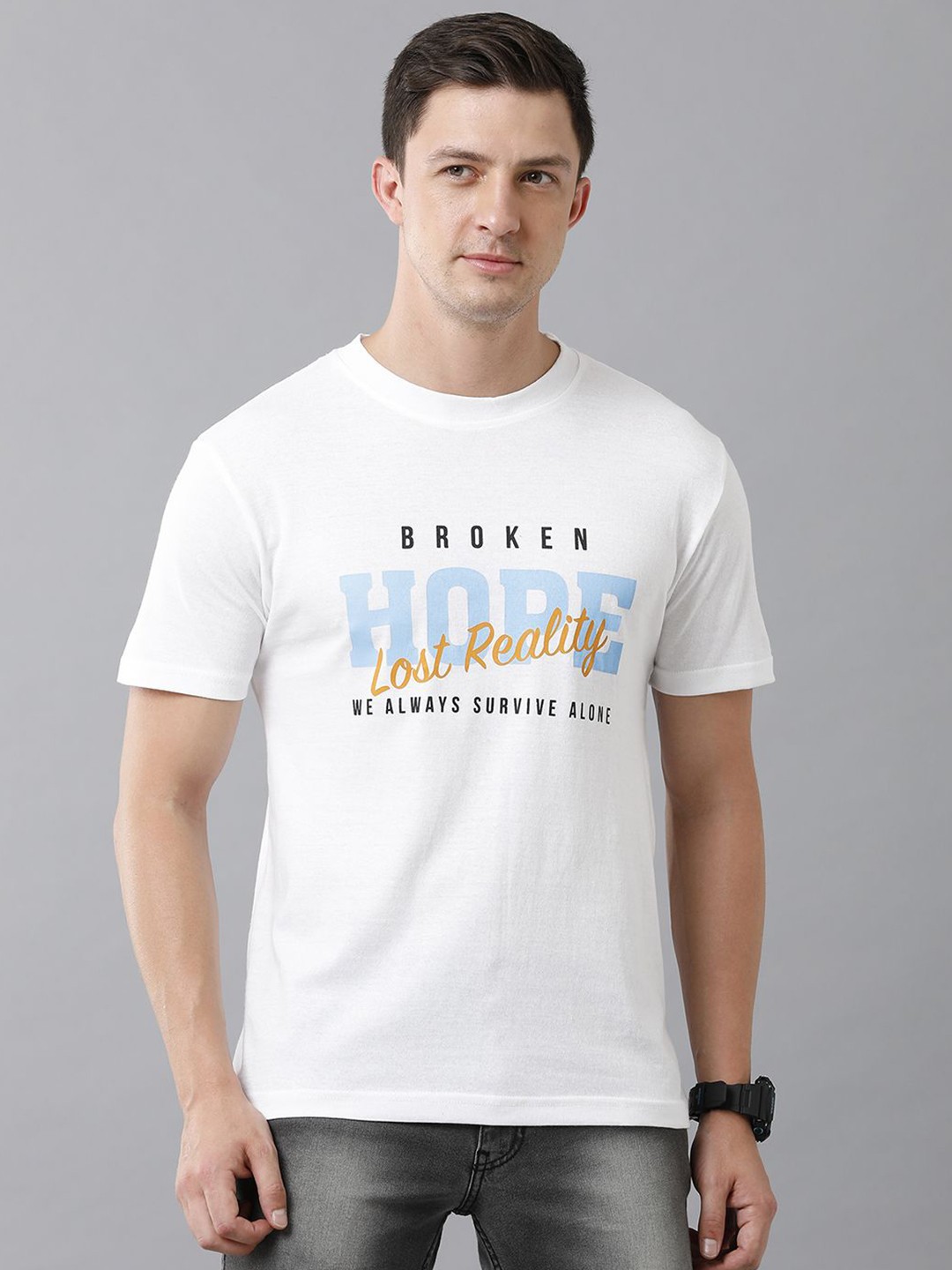 

Moda Rapido Men Typography Printed T-shirt, White