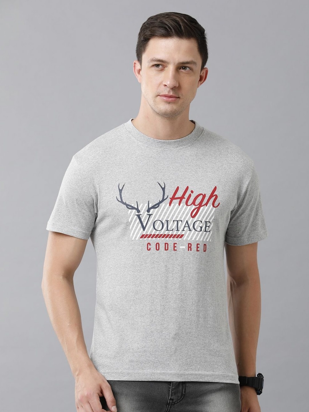 

Moda Rapido Men Graphic Printed T-shirt, Grey