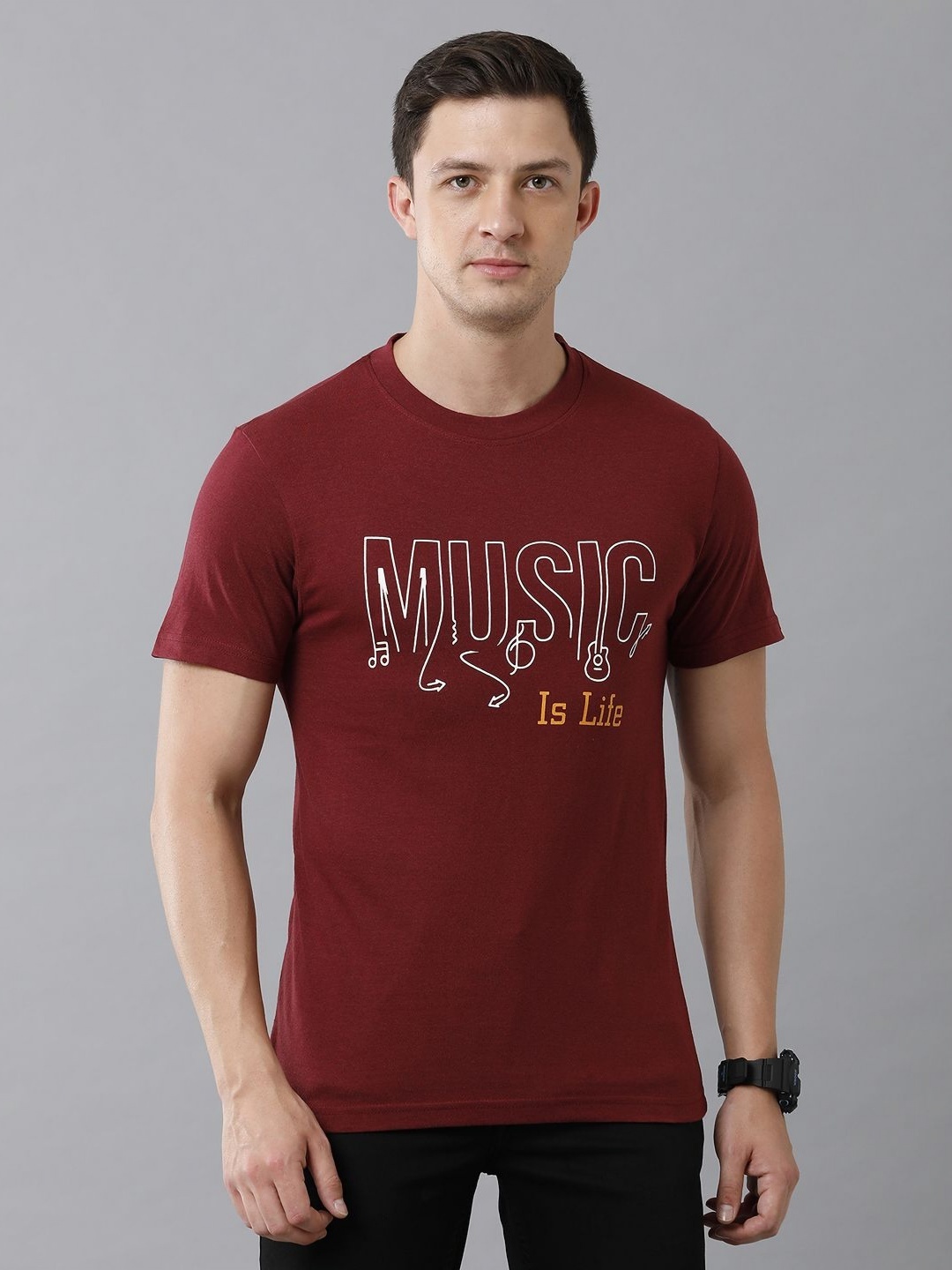 

Moda Rapido Men Typography Printed T-shirt, Maroon