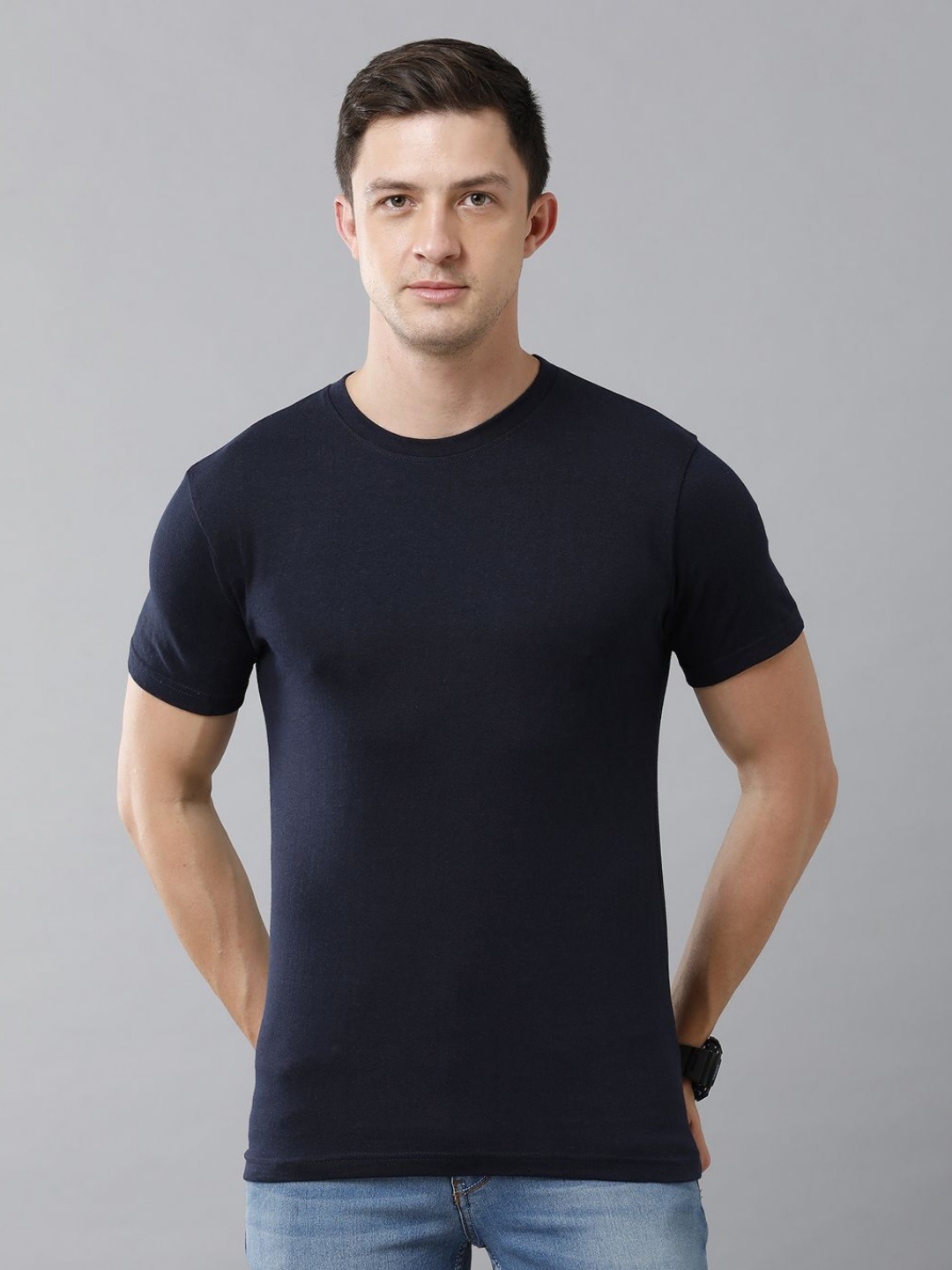 

Moda Rapido Men Solid T-shirt, Navy blue