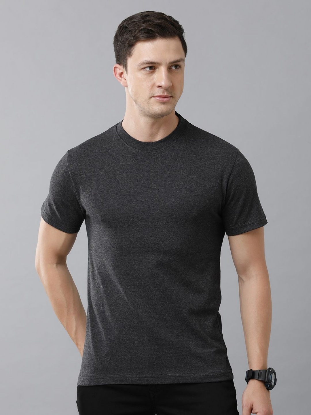 

Moda Rapido Men Printed T-shirt, Charcoal