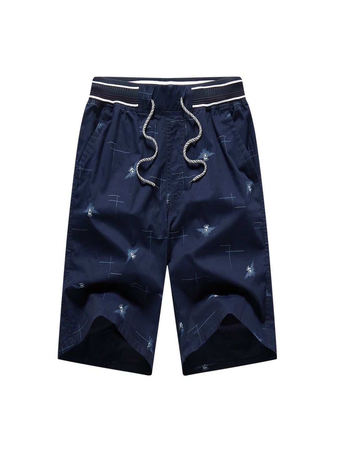 

StyleCast x Revolte Men Printed Mid-Rise Cotton Regular Shorts, Navy blue