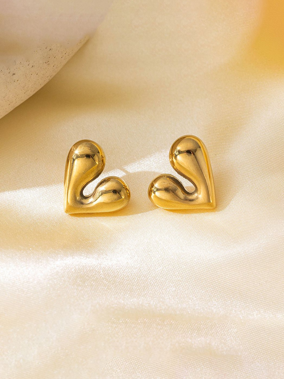 

Designs & You Stainless Steel Gold-Plated Heart Shaped Studs