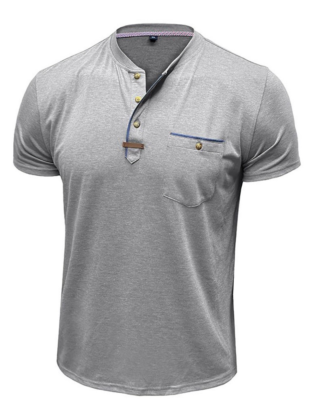 

StyleCast x Revolte Men Solid Henley Neck T-shirt, Grey