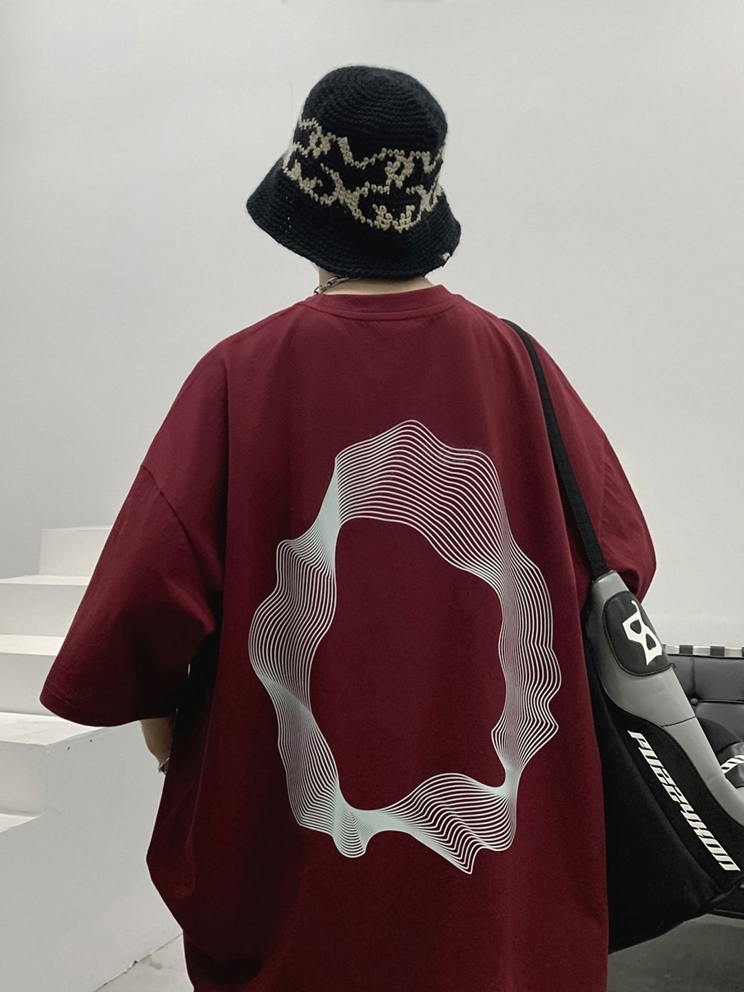 

StyleCast x Revolte Men Graphic Printed Round Neck Oversized T-shirt, Burgundy