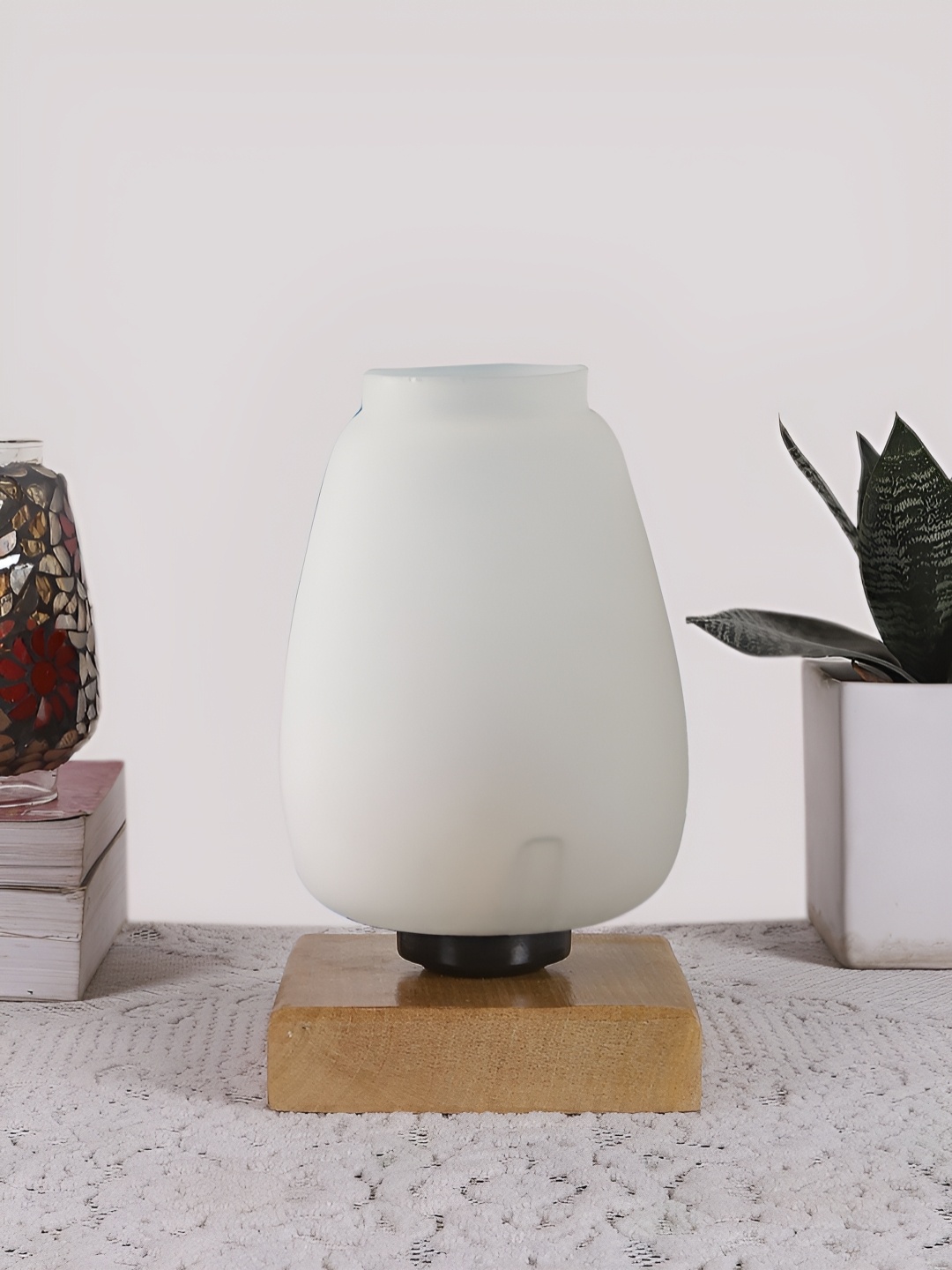 

Devansh White Glass Contemporary Abstract Shaped Table Lamp