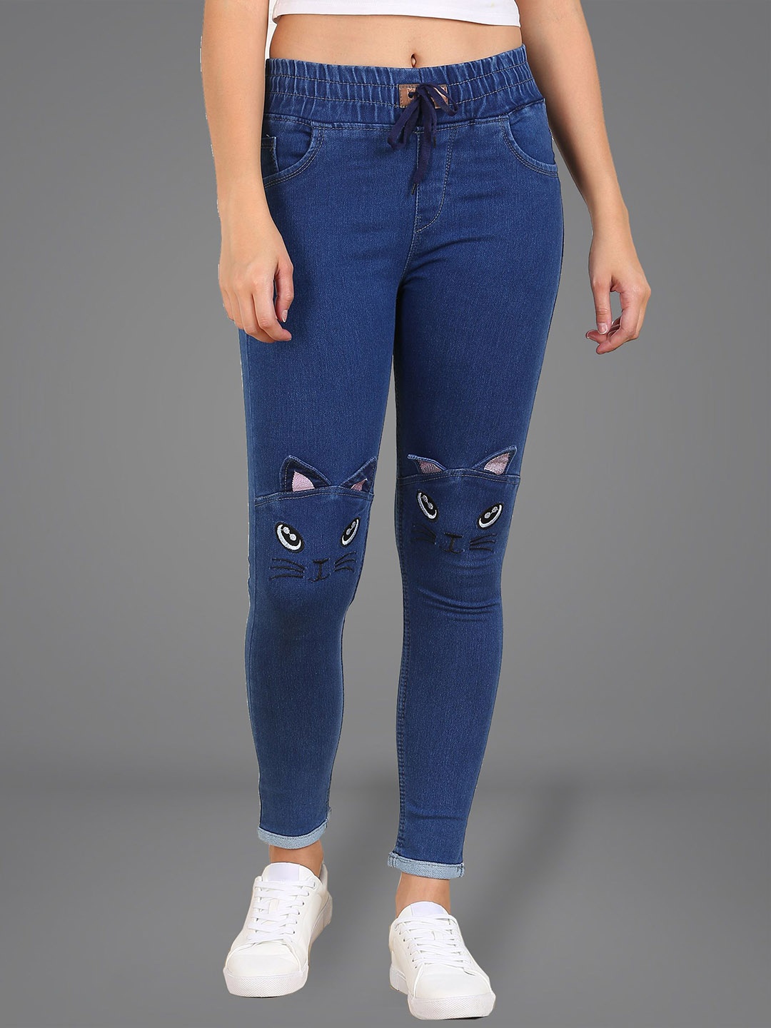 

Moda Rapido Women Slim Fit Mildly Distressed Jeans, Navy blue