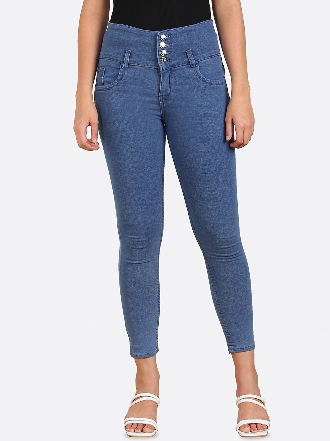 

Moda Rapido Women Cotton Mid-Rise Slim Fit Cropped Jeans, Blue