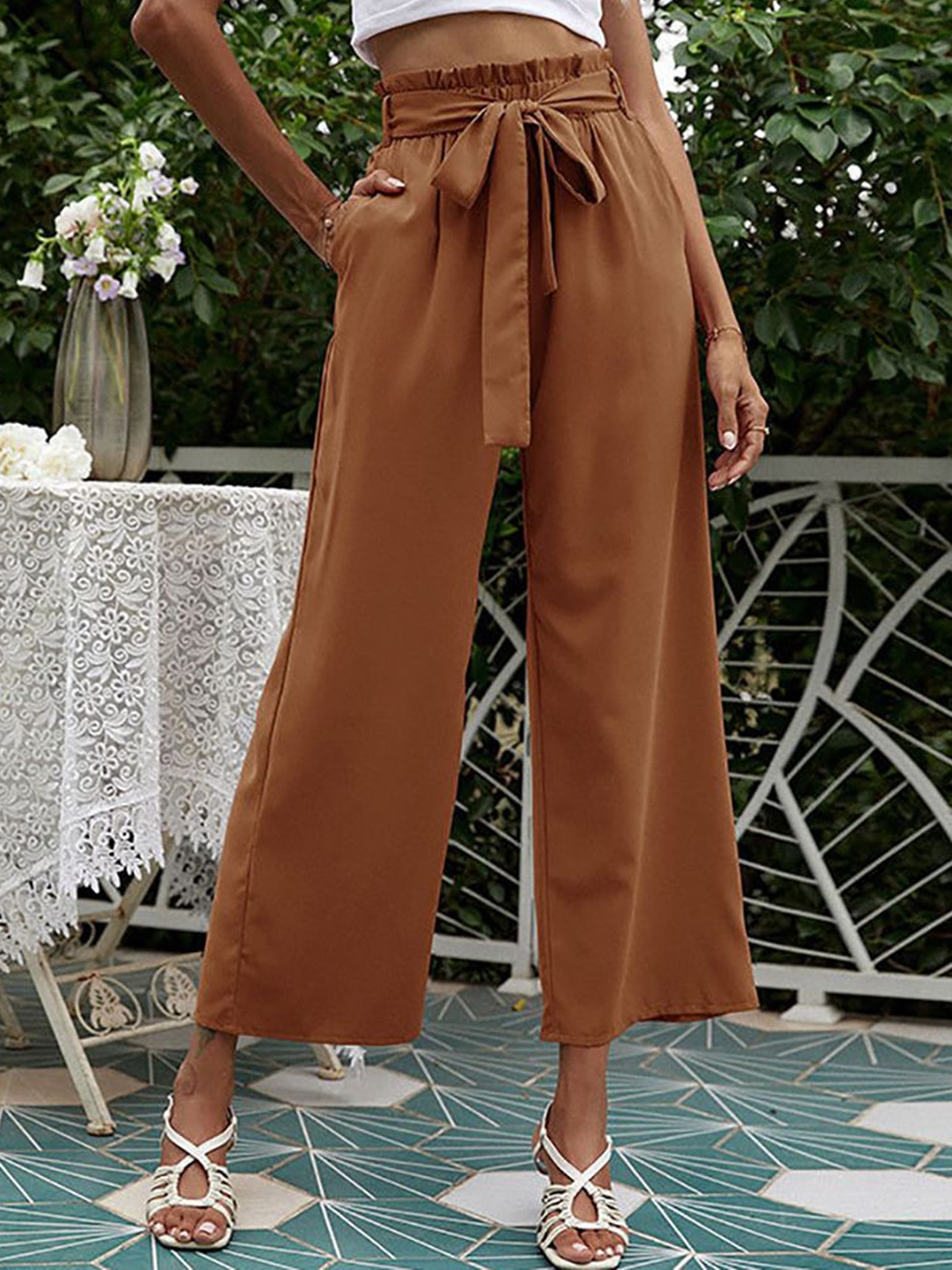 

StyleCast x Revolte Women Straight Fit Pleated Trousers, Orange