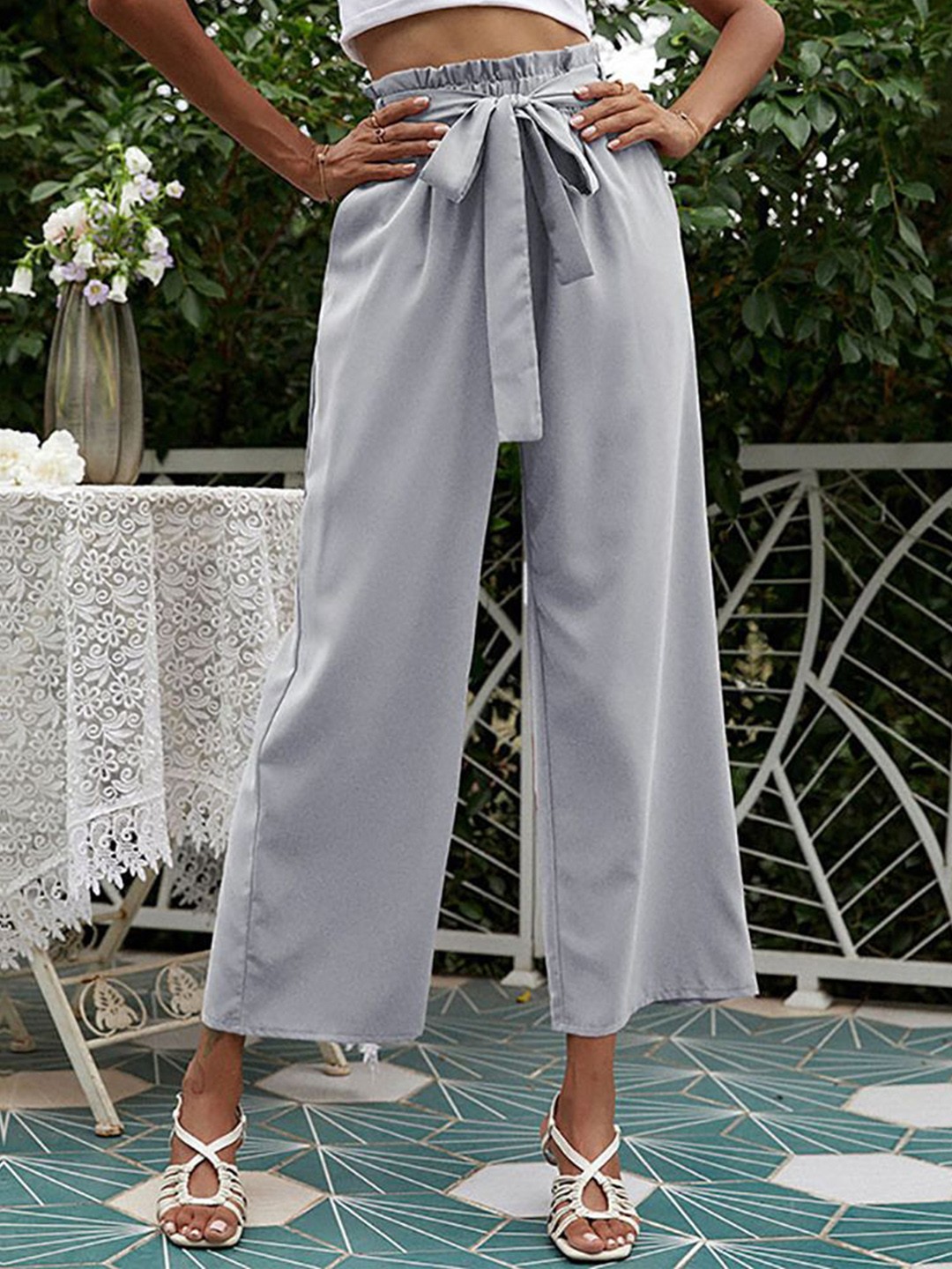 

StyleCast x Revolte Women Straight Fit Easy Wash Pleated Trousers, Blue
