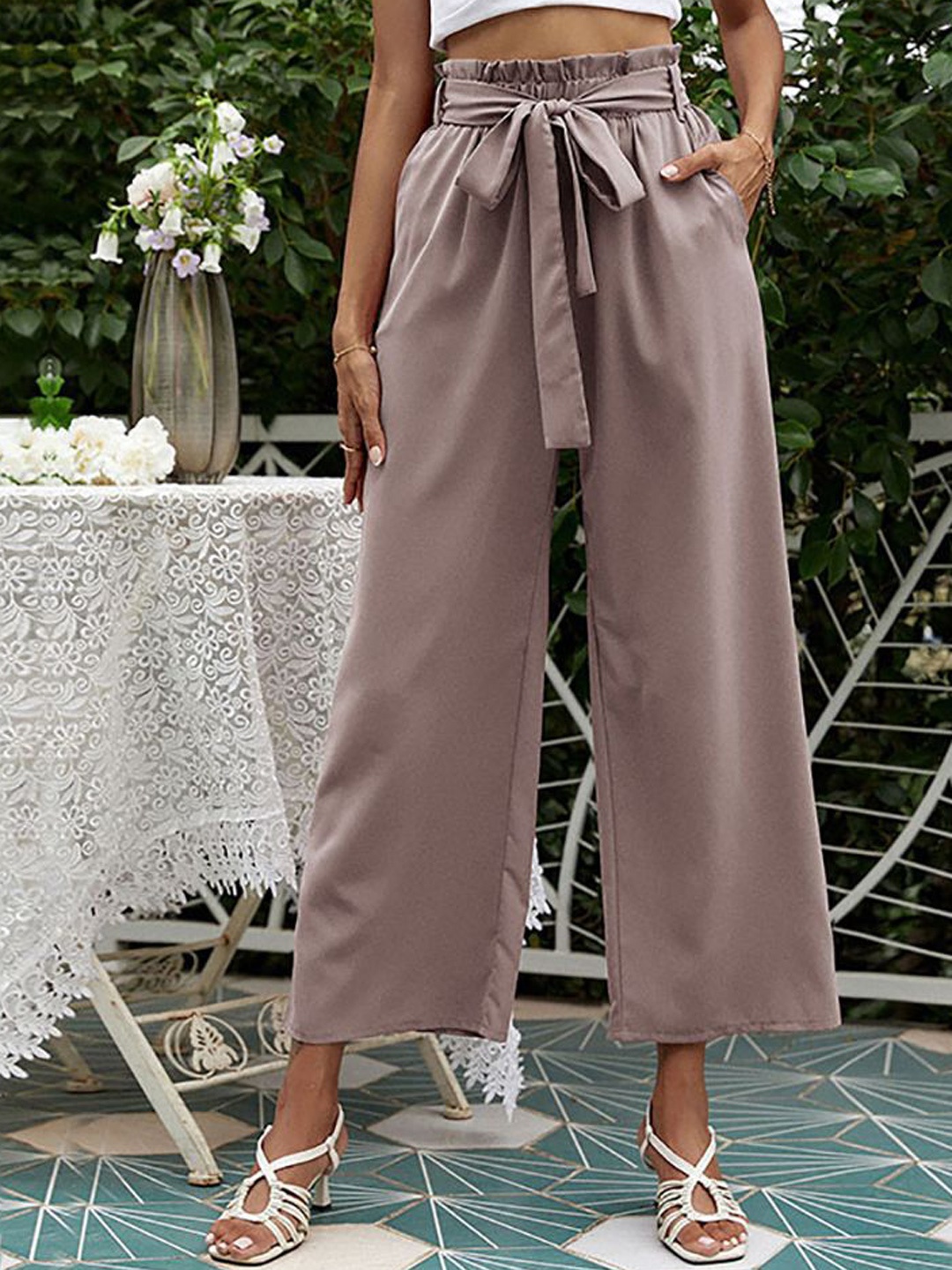 

StyleCast x Revolte Women Straight Fit Pleated Trousers, Pink